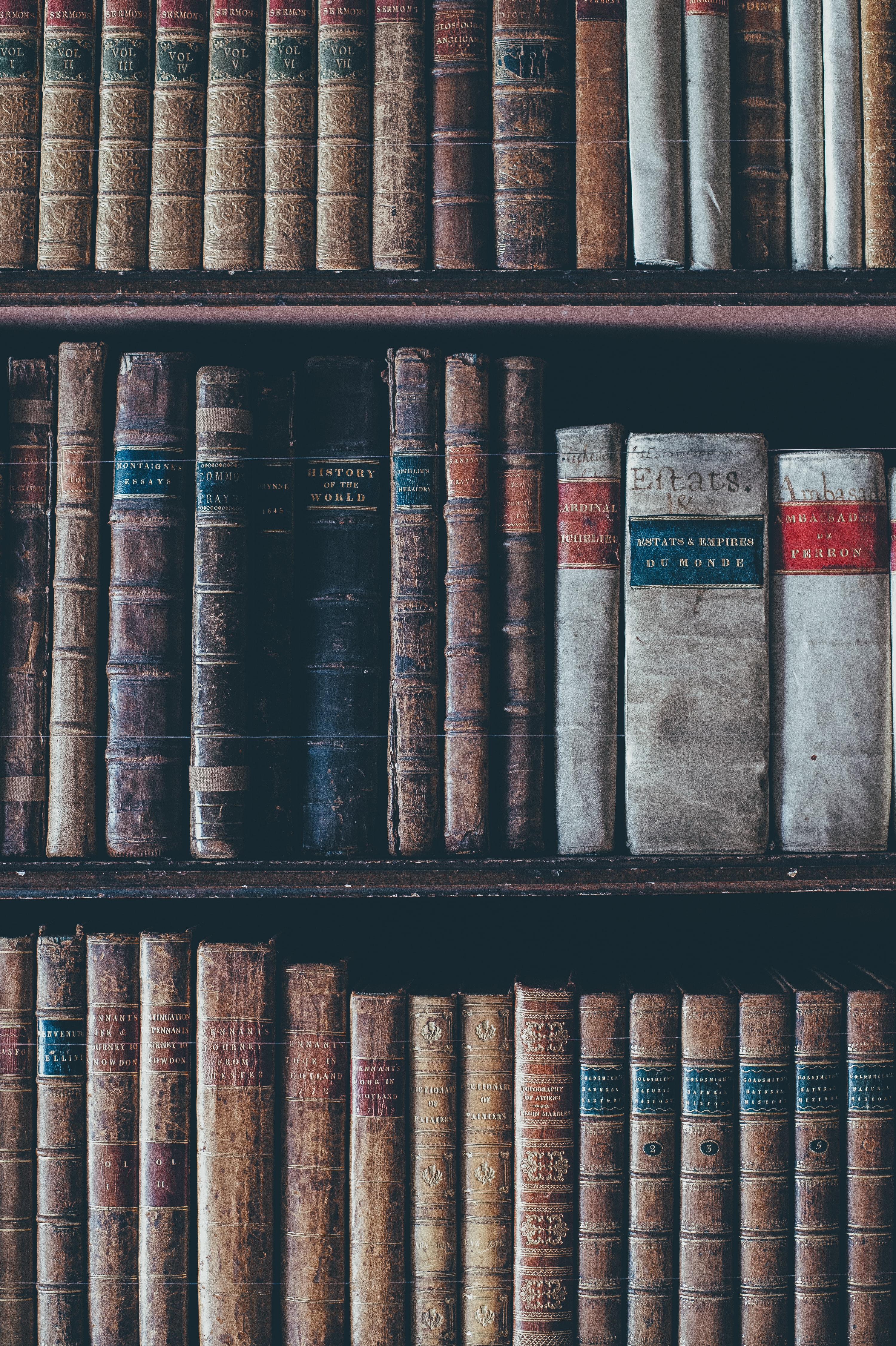 shelf of vintage books